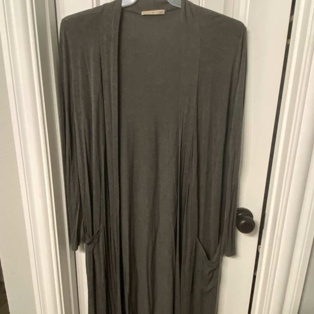 Long Gray Open Cardigan